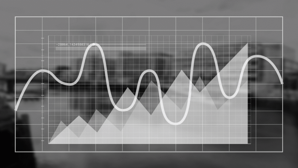 Usage monitoring represented by dynamic graphs and waveforms on a screen.